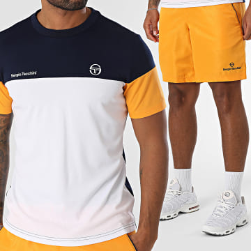 Sergio Tacchini - Ensemble Tee Shirt Et Short Jogging Prave Rob 40845 40848 Bleu Blanc Orange