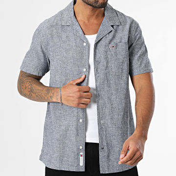 Tommy Jeans - Chemise Manches Courtes Linen Blend Camp 0895 Noir Chiné