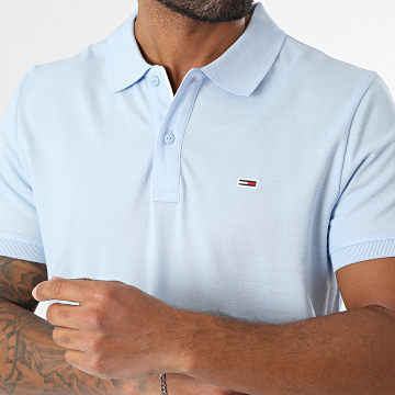 Tommy Jeans - Polo Manches Courtes Slim Placket 0676 Bleu Clair