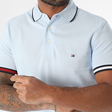 Tommy Hilfiger - Polo Manches Courtes Slim Flag Cuff 8458 Bleu Clair