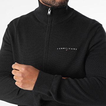 Tommy Jeans - Cardigan Zippé Slim Linear 1301 Noir