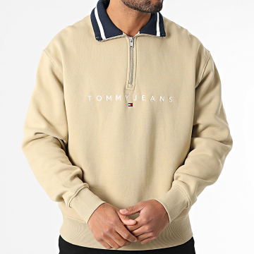 Tommy Jeans - Sweat Col Zippé Relax Linear 0857 Beige
