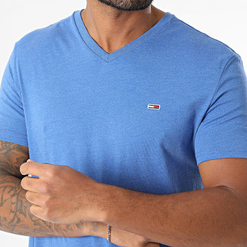 Tommy Jeans - Tee Shirt Col V Slim Jaspe 2.0 0364 Bleu Roi Chiné