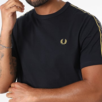 Fred Perry - Tee Shirt A Bandes Contrast Tape Ringer M4613 Bleu Marine