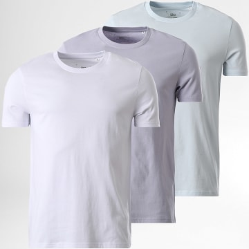 Classic Series - Set di 3 magliette regolari azzurro bianco viola