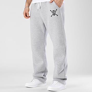 One Piece - Mugiwara Pantalones de chándal de pierna ancha Gris brezo Negro