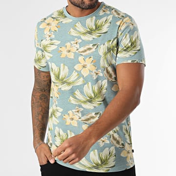 Petrol Industries - Tee Shirt M-1050-TSR655 Blauw Grijs Beige Groen Bloemen