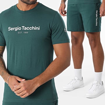 Sergio Tacchini - Ensemble Tee Shirt Et Short Jogging Goblin 024 Risiko 40853 41079 Vert Bouteille