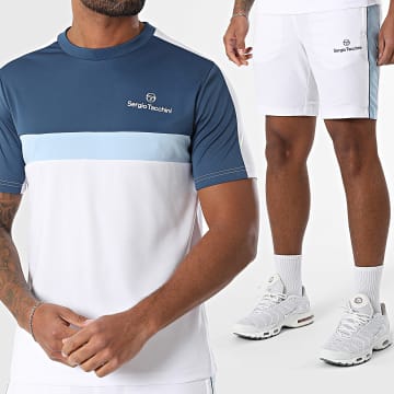 Sergio Tacchini - Ensemble Tee Shirt Et Short Jogging Bold Alata 024 40851 41052 Blanc Bleu