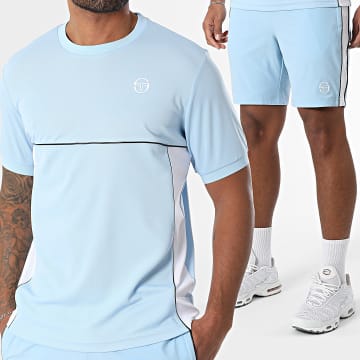 Sergio Tacchini - Ensemble Tee Shirt Et Short Jogging Deriva 41015 41017 Bleu Clair Blanc