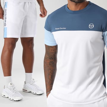 Sergio Tacchini - Ensemble Tee Shirt Et Short Jogging Prave Vebita 024 40845 40815 Blanc Bleu