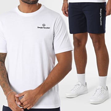 Sergio Tacchini - Ensemble Tee Shirt Et Short Jogging Bold 024 Risiko 40851 41079 Bleu Marine Blanc