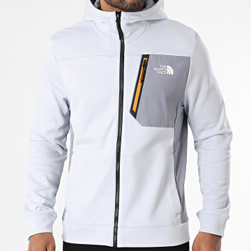 The North Face - Felpa in pile con cappuccio e zip A893Q Grigio chiaro