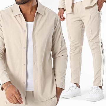 Zayne Paris  - Langärmeliges Hemd und Hose mit Streifen 115 Beige