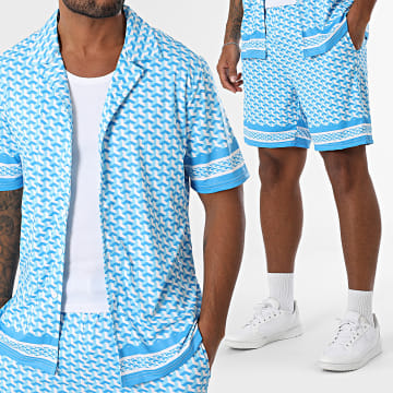 Zayne Paris  - Set aus Kurzarmhemd und Jogginghose 087 Hellblau Weiß