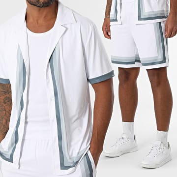 Zayne Paris  - Set Kurzarmhemd Und Jogginghose 089 Weiß Grau