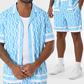 Zayne Paris  - Set aus Kurzarmhemd und Jogginghose 087 Hellblau Weiß