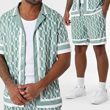 Zayne Paris  - Set Kurzarmhemd Und Jogginghose 087 Grün Weiß