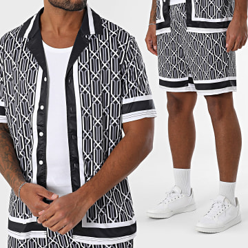 Zayne Paris  - Set Kurzarmhemd Und Jogginghose 087 Schwarz Weiß