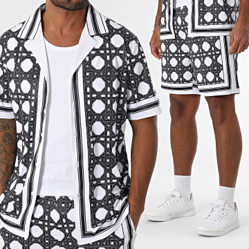 Zayne Paris  - Conjunto de camisa de manga corta y pantalón corto 086 Blanco Negro