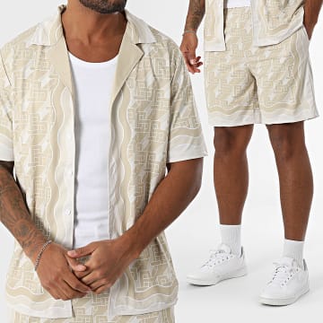 Zayne Paris  - Camisa de manga corta y pantalón corto 084 Beige