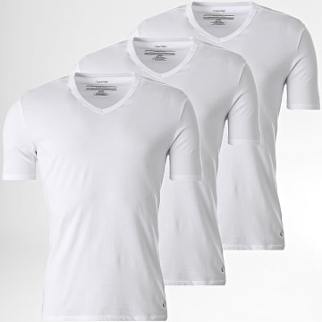 Calvin Klein - Lote de 3 camisetas cuello V 4186 Blanco