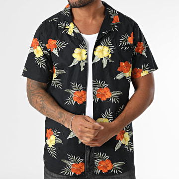Classic Series - Hemd Kurzarm 79A Schwarz Gelb Orange Floral