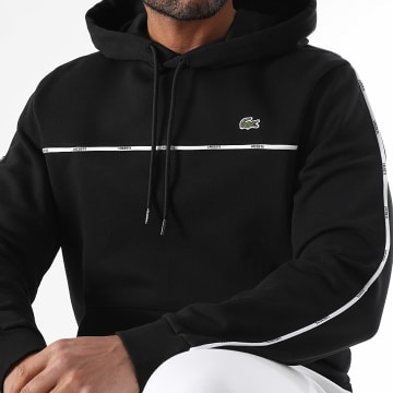 Lacoste - Sudadera con capucha y logo bordado Cocodrilo Negro