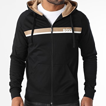 BOSS - Sudadera auténtica con capucha y cremallera 50540683 Negro