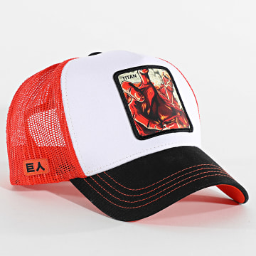 Capslab - Casquette Trucker Titan Noir Blanc Orange Foncé