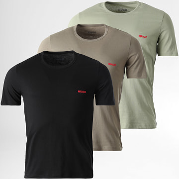 HUGO - Lot De 3 Tee Shirts 50532811 Vert Clair Vert Kaki Noir