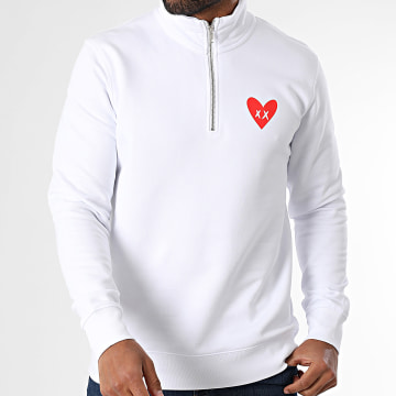 Luxury Lovers - Corazón sudadera blanca con cremallera