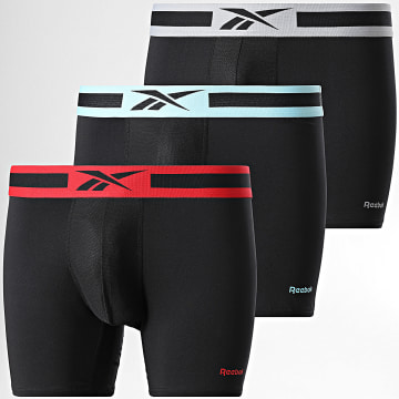Reebok - Lot De 3 Boxers 15049 Noir Rouge Bleu Clair Gris