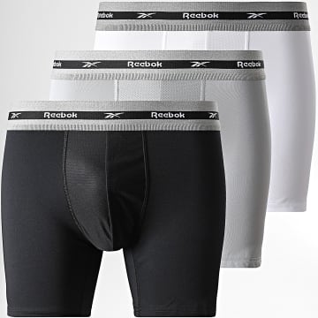 Reebok - Set di 3 boxer 15052 bianco nero grigio