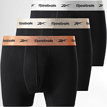 Reebok - Juego De 3 Calzoncillos Boxer 15060 Negro Oro Plata Naranja