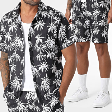 Classic Series - Ensemble Chemise Manches Courtes Et Short Jogging 316 Noir Blanc