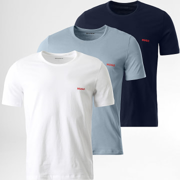 HUGO - Lot De 3 Tee Shirts 50532811 Bleu Marine Bleu Clair Blanc