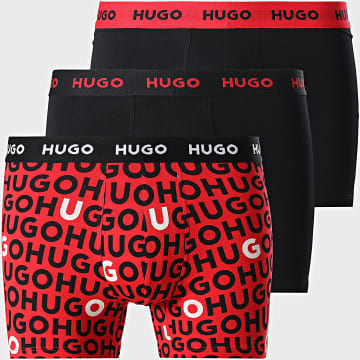 HUGO - Lot De 3 Boxers Design 50532559 Noir Rouge