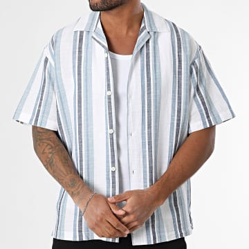 Jack And Jones - Kurzarmhemd Gestreift Summer Weiß Hellblau Marineblau