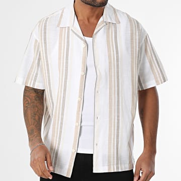 Jack And Jones - Shirt Kurzarm Gestreift Summer Weiß Beige