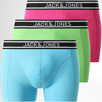 Jack And Jones - Lot De 3 Boxers Rave Solid Bleu Clair Vert Rose Fuchsia