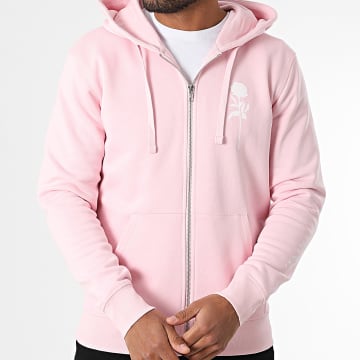 Luxury Lovers - Sudadera con capucha Roses Zip Rosa Blanco