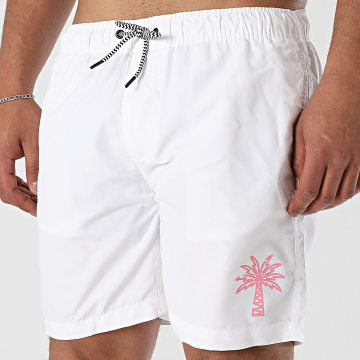 Luxury Lovers - Palm LA Pantaloncini da bagno bianchi rosa chiaro