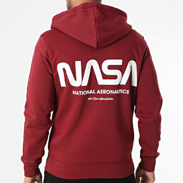 NASA - Sudadera futurista con capucha y cremallera Burdeos Blanco