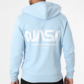 NASA - Sudadera futurista con capucha y cremallera Azul cielo Blanco