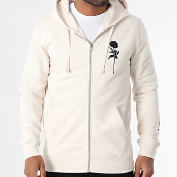 Luxury Lovers - Sudadera con capucha y cremallera Roses Beige Negro