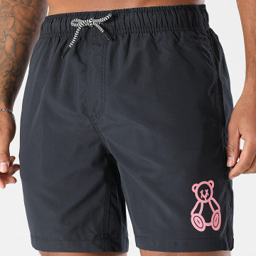 Teddy Yacht Club - Short De Bain Outline Noir Rose Clair