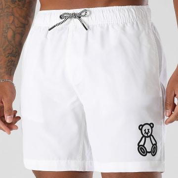 Teddy Yacht Club - Short De Bain Outline Blanc Noir