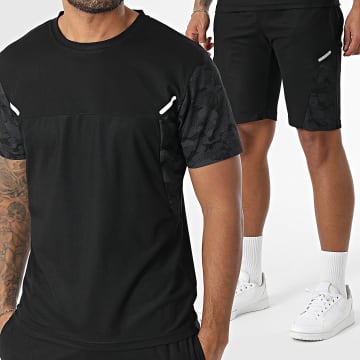 Zayne Paris  - Ensemble Tee Shirt Et Short Jogging 150 Noir Camouflage