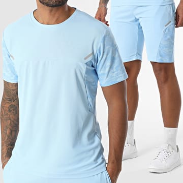Zayne Paris  - Ensemble Tee Shirt Et Short Jogging 150 Bleu Clair Camouflage